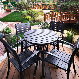 塑木桌椅户外庭院桌椅防潮木室外露天阳台茶桌椅花园咖啡店休闲椅