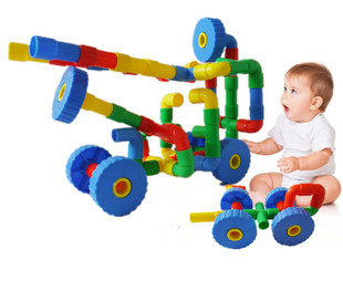 水管道积木塑料，拼装插男孩子女童宝宝，儿童4-7益智玩具1-2-3-6周岁