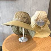 日系儿童披肩帽夏季网眼，薄大檐遮阳帽宝宝，防晒太阳帽男女童沙滩帽