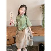 女童夏装连衣裙2024夏季女孩高级儿童中国风套裙夏季汉服