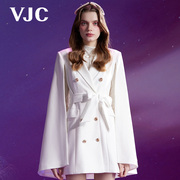 vjc威杰思2024春夏女装，法式白色西装，连衣裙商务风衣式斗篷