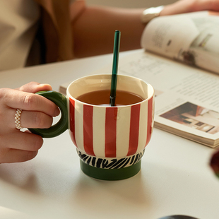 肆月马克杯创意陶瓷水杯家用办公室，咖啡杯高颜值茶杯情侣杯子喝水