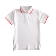 学校校服夏季短袖白色T恤橙色双杠翻领高中生毕业班服学院风上衣