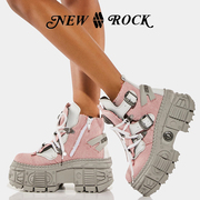 NewRock西班牙潮牌希林同款限定配色朋克风撞色松糕厚底高帮鞋