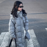 韩国男女童装2023冬季儿童中大童白鸭绒长款过膝加厚羽绒服潮
