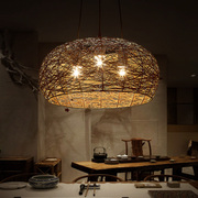 茶室吊灯中式禅意客厅餐厅藤编灯日式复古民宿卧室创意个性艺术灯