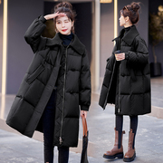 韩版中长款黑色娃娃领羽绒服女2024年冬季加厚显瘦白鸭绒(白鸭绒)外套