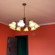 欧式客厅吊灯卧室美式乡村风格，民国复古田园灯，新中式实木彩绘灯具
