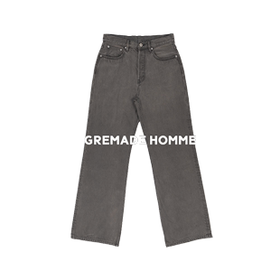 gremade2021m版型洗水黑蓝灰宽松直筒微喇牛仔裤cleanfit