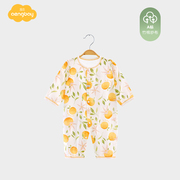 aengbay婴儿夏季连体衣新生儿睡衣，竹纤维纱布长袖哈衣宝宝衣服夏