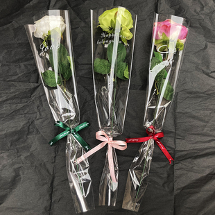 单枝花束包装袋玫瑰鲜花插花袋防水透明多支袋花艺包装材料装饰品
