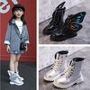 2024韩版儿童马丁靴银色女童靴子，时尚翅膀靴男童短靴学生表演单靴