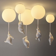 北欧简约创意设计师气球，卡通小熊吊灯儿童房书房，卧室过道温馨泡泡