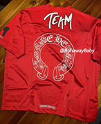 ()自主克罗Mattyboy涂鸦红色网眼布运动冰球服短袖T恤长袖女