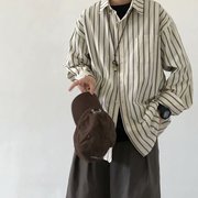 中性风条纹衬衫男长袖叠穿日系复古上衣设计感小众内搭外穿春秋季