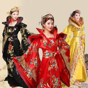 古装女款唐朝武则天皇后拖尾贵妃，古典舞蹈走秀演出服装中国风戏服