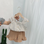 女童夏装女宝宝韩版两件套小童夏季洋气点点吊带衫+短裤套装