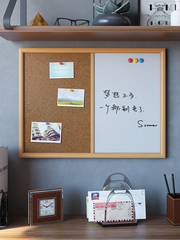 西景木框45*60cm白板软木组合挂式家用留言板磁性小白板写字板照