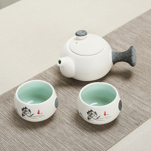 陶瓷功夫茶具小套装茶杯茶壶旅行包，户外便携随身单个人(单个人)泡茶器定制