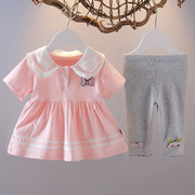 一岁女宝宝夏装2公主时髦裙，套装0婴儿衣服，3洋气女童装夏季两件套4