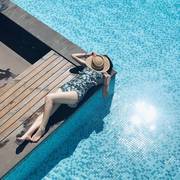 尚梅地中海陶瓷游泳池马赛克玻璃，水池鱼池瓷砖户外室内浴池蓝白色