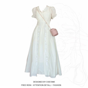 大码胖mm法式高级感白色连衣裙套装夏季设计感小众开衫裙子两件套