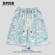 bmob夏季薄款宽松休闲短裤男士，潮牌ins设计感小众沙滩五分花裤子