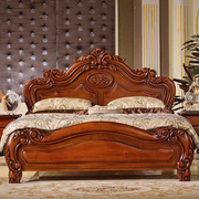 欧式全实木床美式高箱储物床1.8米双人大床1.5米的卧室床结婚床
