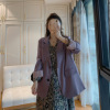 2024春季高级感宽松韩版长袖紫色西装外套女气质西服