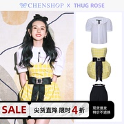 宋祖儿同款设计师品牌THUG ROSE双褶领衬衣胸衣抹胸裙骑行裤