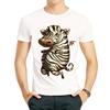 戴墨镜的斑马T恤白色动物潮流短袖成人儿童衣服男女Zebra T-shirt