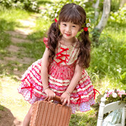 夏季女宝宝小草莓连衣裙后背，镂空裙子儿童洛丽塔洋装公主裙