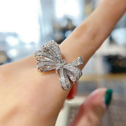 gf蝴蝶结戒指女bow系列轻奢18k白金，丝带食指环纯银钻石小众公主风