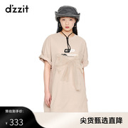 dzzit地素奥莱春秋甜美网纱蝴蝶结装饰短袖宽松连衣裙女