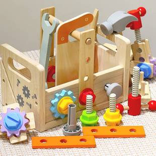 木制百变拆装螺母手提工具箱幼儿童拧螺丝维修工具台玩具