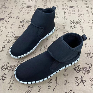 冬季加绒加厚老北京布鞋男士高帮保暖千层底手工中国风平跟棉靴子