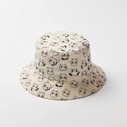 儿童春夏季太阳帽子男女童宝宝，纯棉薄款遮阳帽可调节卡通熊猫渔夫