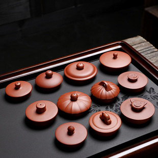中式半手工制作朱泥红紫砂，茶壶盖泡茶水杯盖子，非定制单卖茶具配件