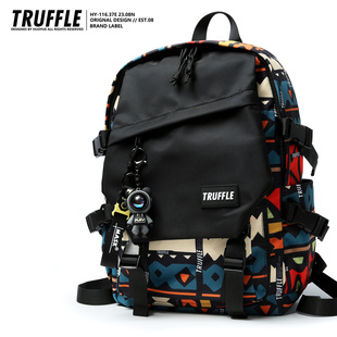 truffle民族风休闲双肩，包男初中大学生书包，小学生短途旅行大背包