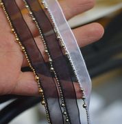 宽1.3cm网纱丝带串珠钉珠管手缝，花边辅料diy衣服领口袖子手工装饰