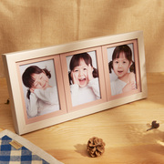 三连框5寸6寸7寸儿童简约连体相框木纹宝宝照片组合挂墙韩版摆台