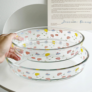 耐热玻璃烤盘微波炉专用加热餐盘家用餐具椭圆菜盘过年饺子盘