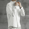 白色亚麻衬衫男秋季长袖，中国风男装衬衣，宽松男士复古棉麻休闲上衣