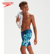 Speedo/速比涛 渐变不对称印花运动游泳裤 儿童男童印花及膝泳裤