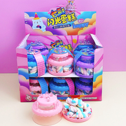 七彩闪光生日蛋糕造型创意玩具糖混合口味棉花糖儿童休闲零食糖果