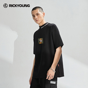 无聊猿猴BAYC联名RICKYOUNG原创设计师半高领胸前绣标情侣短袖T恤