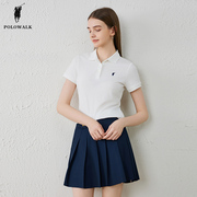 polowalk女士polo衫2024夏季美式休闲简约短袖t恤通勤上衣女
