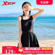 特步泳衣女连体2024年保守裙式遮肚显瘦性感韩国度假泡温泉装