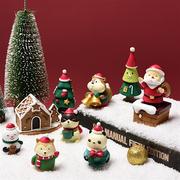 圣诞树脂小动物摆件 创意家居装饰迷你圣诞树老人圣诞节礼物