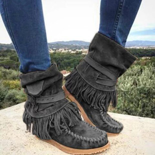 外贸女平跟流苏女马丁靴子women flat boots ladies tassel boots